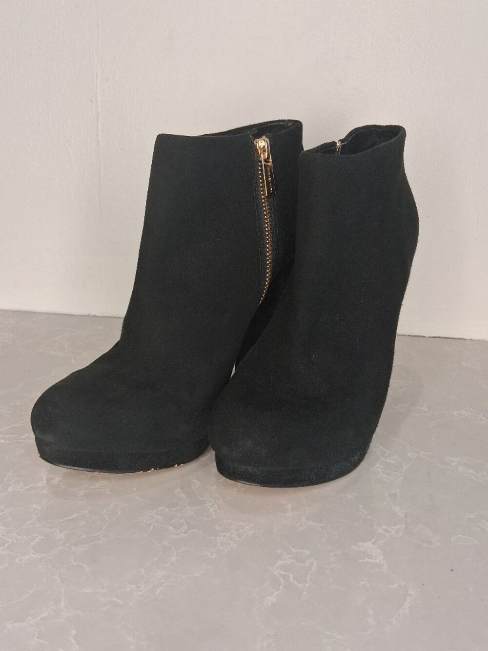 Black Suede Ankle Boots, Size 8